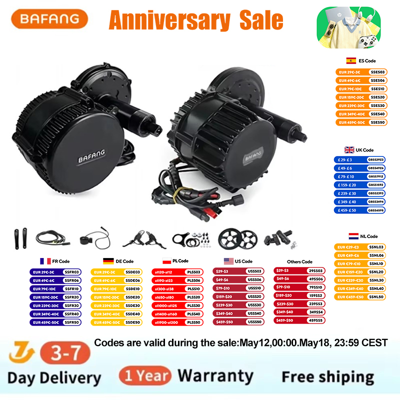Side Hung Mid Drive Motor Kit - Bafang-電動自転車電動キット,ボトムブラケットのモーター,ブラシレスモーター,1000W, 52V, 48V, 68mm, 100mm, 120mm